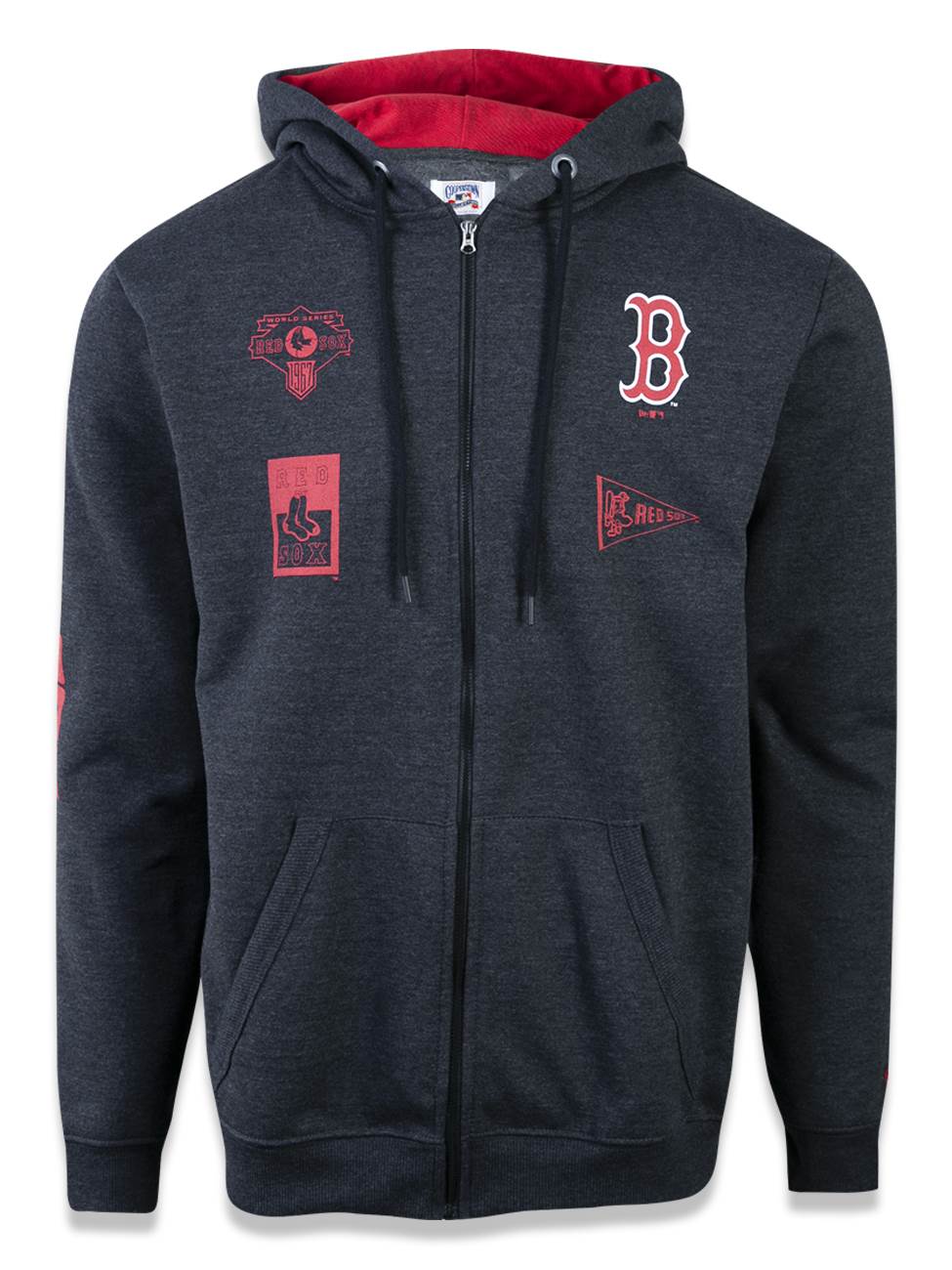 red sox full zip moletom com capuz