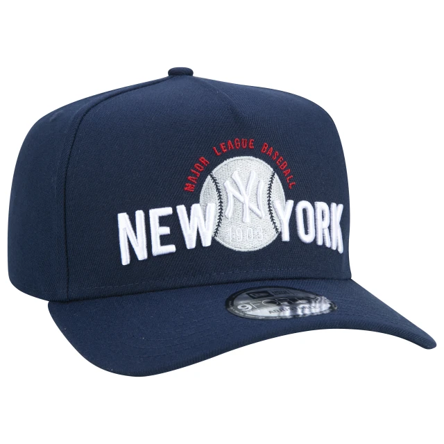 Boné 9FORTY A-Frame Snapback MLB New York Yankees Core Aba Curva Azul Marinho