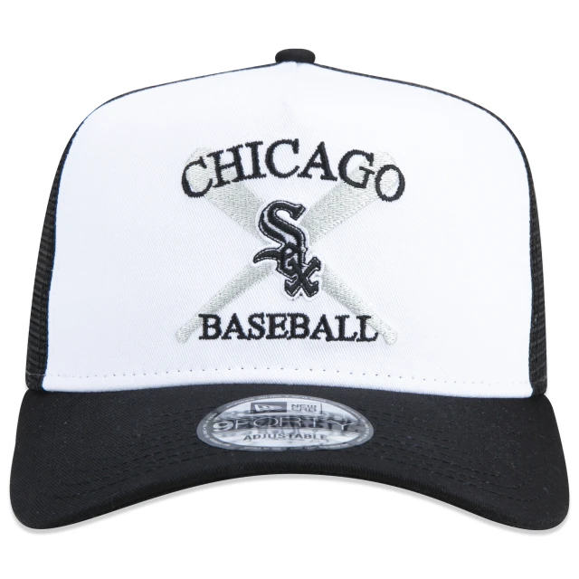 Boné 9FORTY A-Frame Trucker Snapback MLB Chicago White Sox Core Aba Curva Branco/Preto