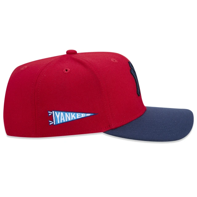 Boné 9FIFTY Stretch Snap Snapback MLB New York Yankees Vintage Aba Curva Vermelho