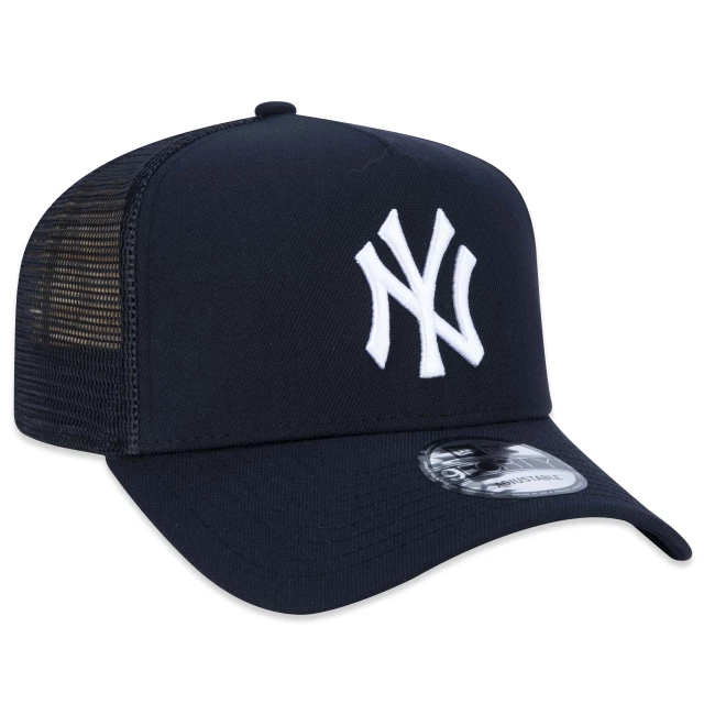 Boné 9FORTY A-Frame Trucker Snapback MLB New York Yankees Aba Curva Azul Marinho