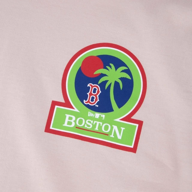Camiseta Slim MLB Boston Red Sox Vacation Manga Curta Rosa