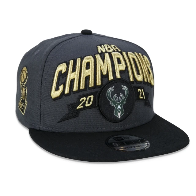 Boné 9FIFTY Snapback Aba Reta Milwaukee Bucks Campeão NBA Oficial De Quadra 2021