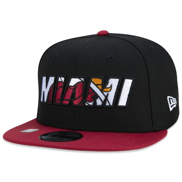 Boné 9FIFTY Miami Heat NBA Authentic Draft Series Aba Reta Preto