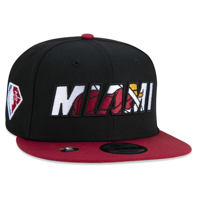 Boné 9FIFTY Miami Heat NBA Authentic Draft Series Aba Reta Preto