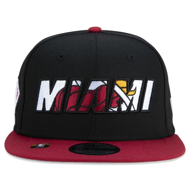 Boné 9FIFTY Miami Heat NBA Authentic Draft Series Aba Reta Preto