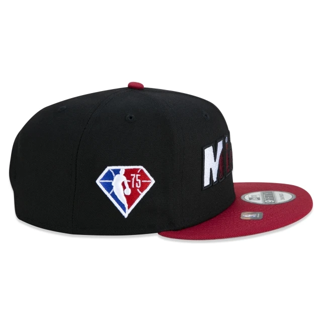 Boné 9FIFTY Miami Heat NBA Authentic Draft Series Aba Reta Preto