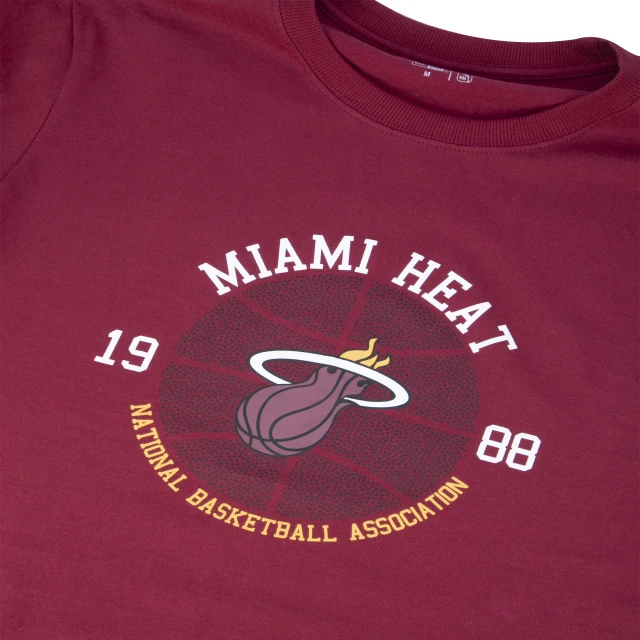 Camiseta Slim NBA Miami Heat Core Manga Curta Vermelha