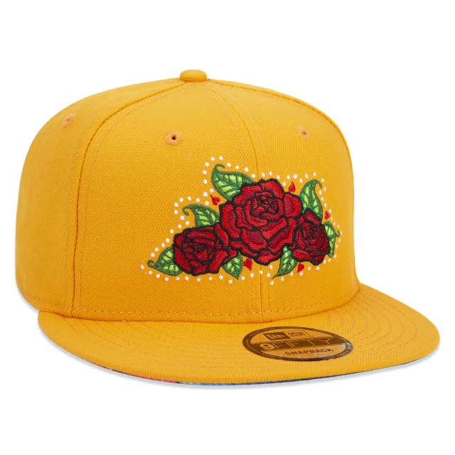 Boné 9FIFTY Dia Dos Mortos Rosas Aba Reta Amarelo