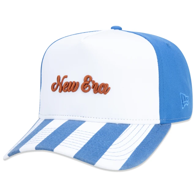 Boné 9FORTY A-Frame Snapback Vacation Listrado Aba Curva Branco/Azul