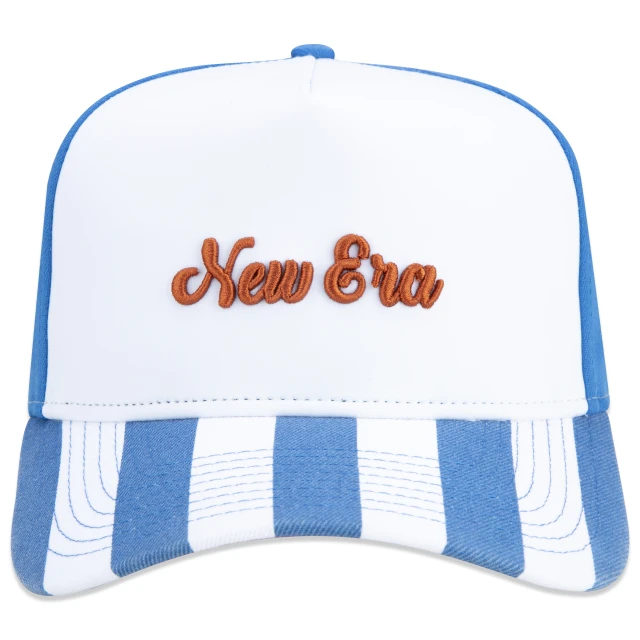 Boné 9FORTY A-Frame Snapback Vacation Listrado Aba Curva Branco/Azul