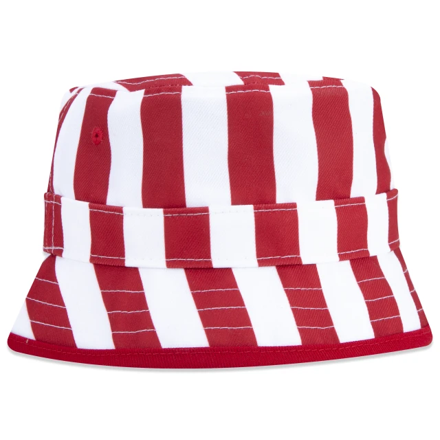 Chapéu Bucket Feminino Listrado Branco Vermelho