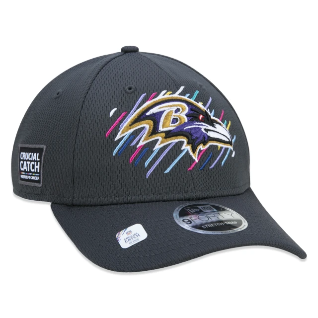 Boné 9FORTY Stretch Snap Baltimore Ravens Crucial Catch Aba Curva Preto