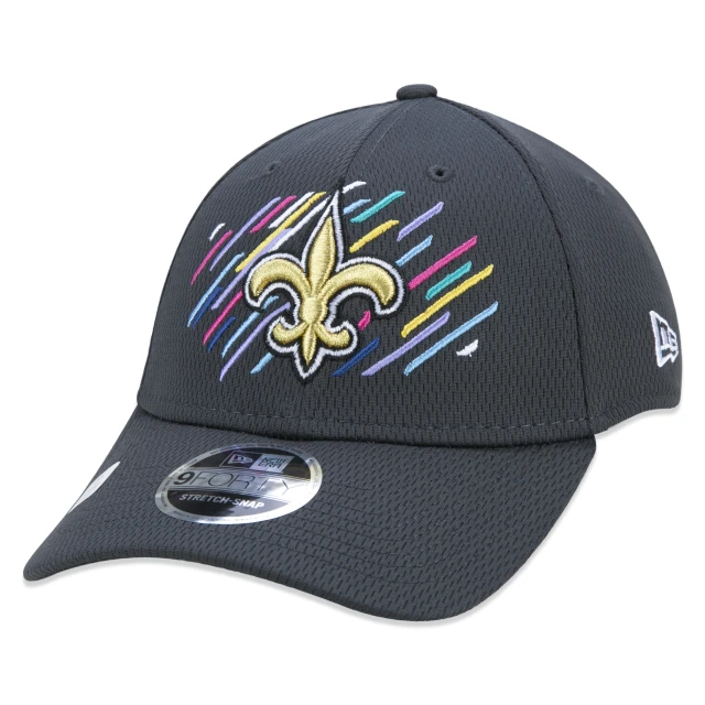 Boné 9FORTY Stretch Snap New Orleans Saints Crucial Catch Aba Curva Preto