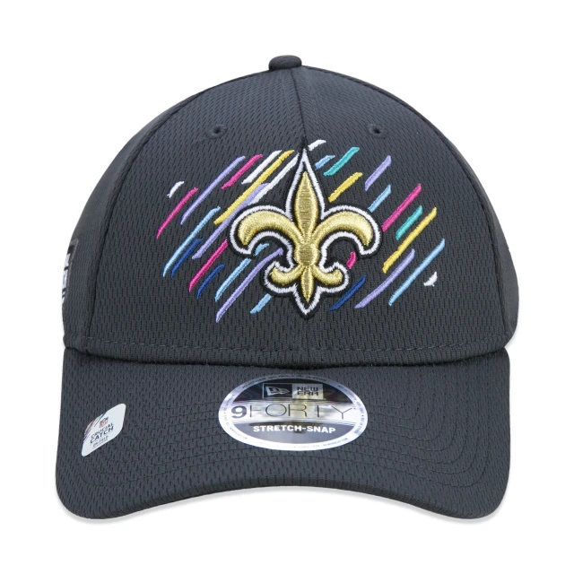 Boné 9FORTY Stretch Snap New Orleans Saints Crucial Catch Aba Curva Preto