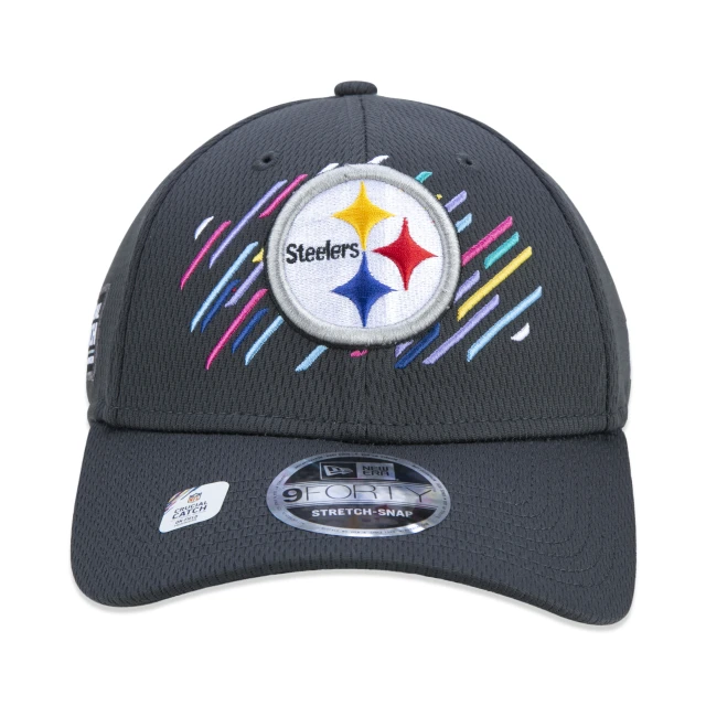 Boné 9FORTY Stretch Snap Pittsburgh Steelers Crucial Catch Aba Curva Preto