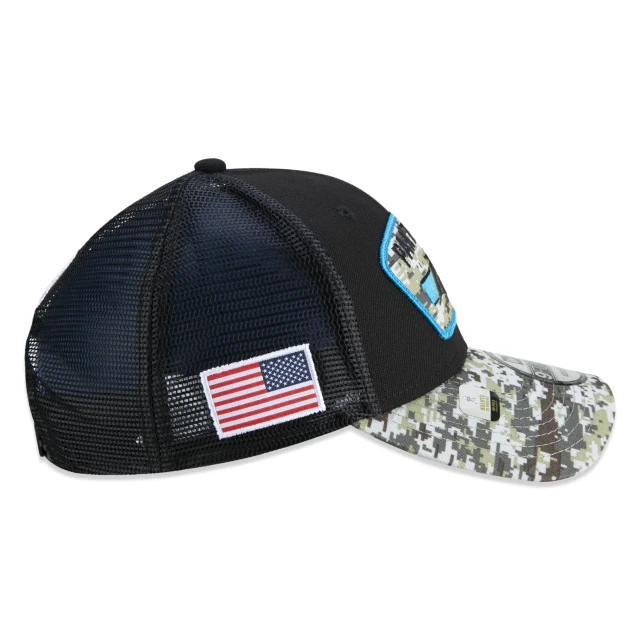 Boné 9FORTY Trucker Carolina Panthers Salute To Service NFL Snapback Aba Curva Preto