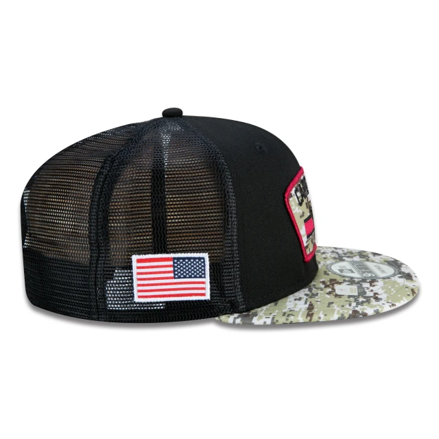 Boné 9FIFTY Trucker Arizona Cardinals Salute To Service NFL Snapback Aba Reta Preto