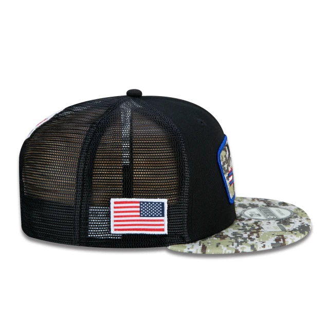 Boné 9FIFTY Trucker Buffalo Bills Salute To Service NFL Snapback Aba Reta Preto