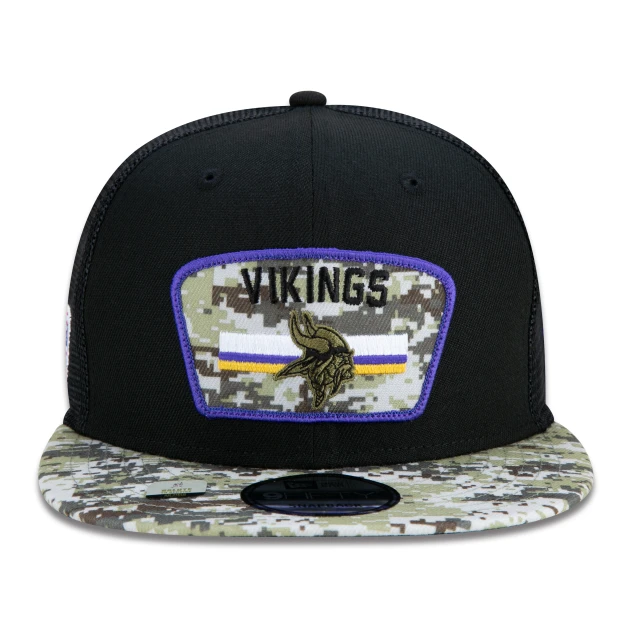 Boné 9FIFTY Trucker Minnesota Vikings Salute To Service NFL Snapback Aba Reta Preto