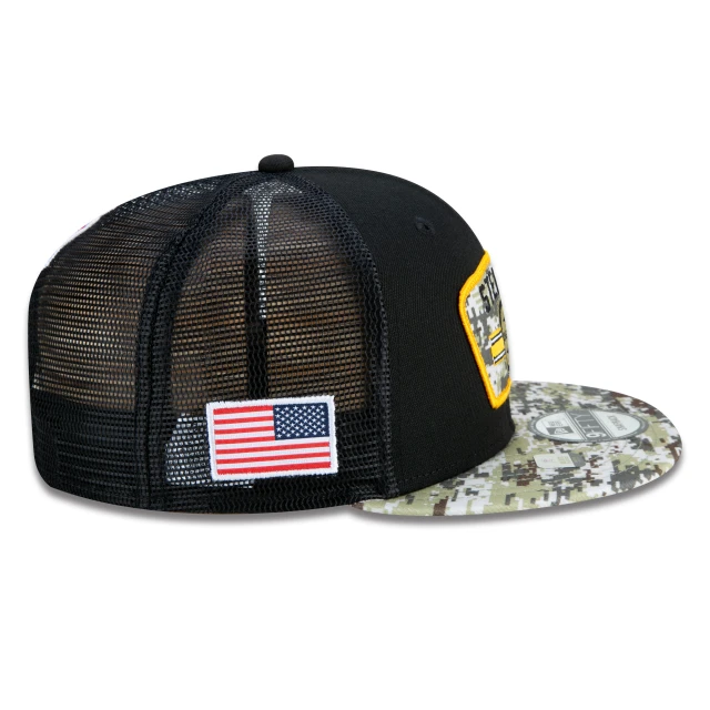 Boné 9FIFTY Trucker Pittsburgh Steelers Salute To Service NFL Snapback Aba Reta Preto