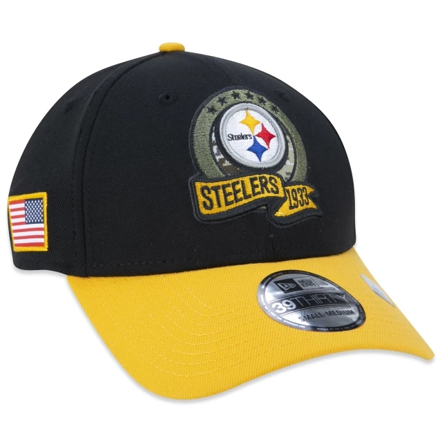 Boné 39THIRTY Pittsburgh Steelers Salute To Service 2022 Stretch Fit