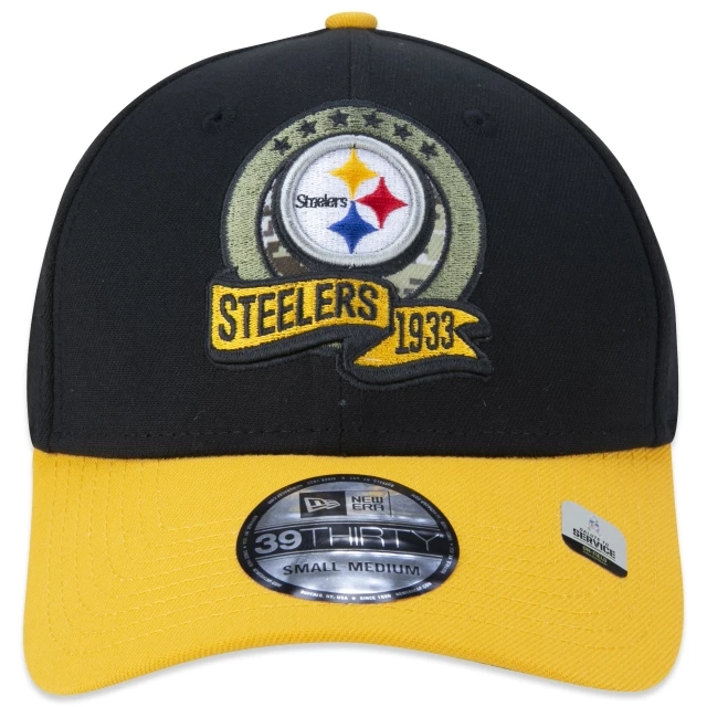 Boné 39THIRTY Pittsburgh Steelers Salute To Service 2022 Stretch Fit