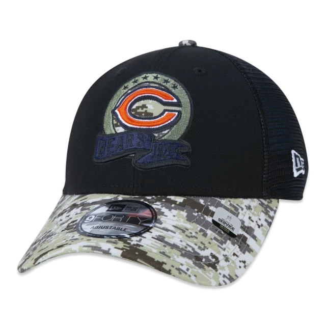 Boné 9FORTY Chicago Bears Salute To Service 2022 Trucker Aba Curva