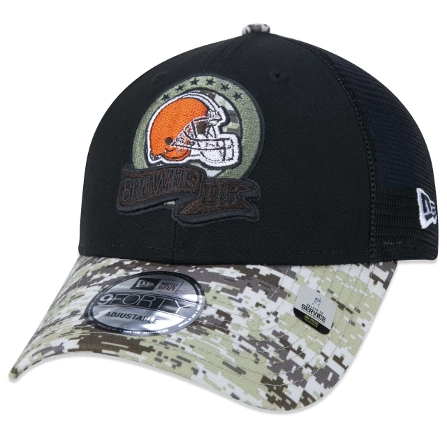Boné 9FORTY Cleveland Browns Salute To Service 2022 Trucker Aba Curva