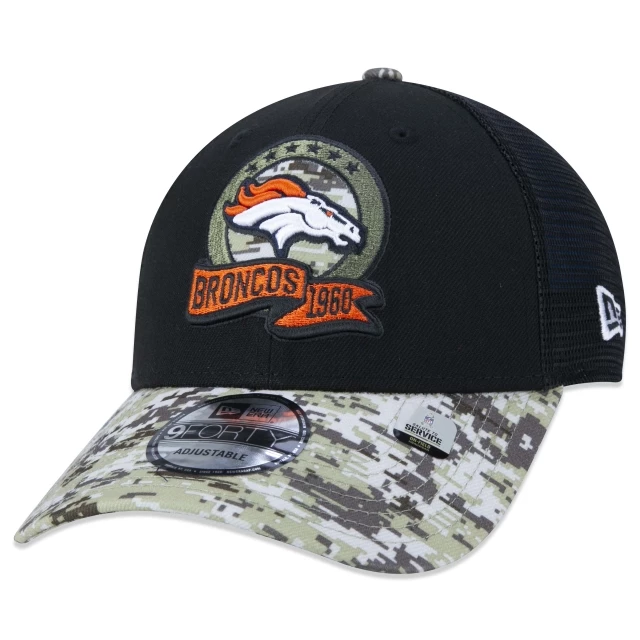 Boné 9FORTY Denver Broncos Salute To Service 2022 Trucker Aba Curva