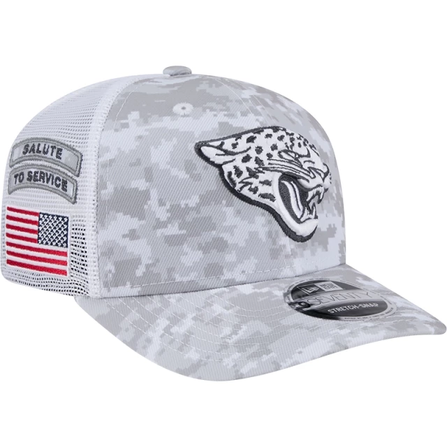 Boné 9SEVENTY Trucker Stretch Snap Jacksonville Jaguars NFL Salute To Service 2024-25