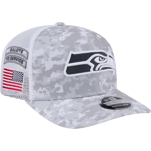 Boné 9SEVENTY Trucker Stretch Snap Seattle Seahawks NFL Salute To Service 2024-25