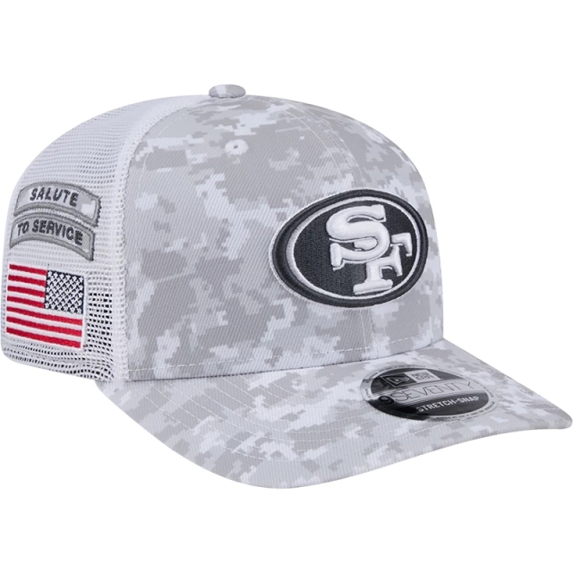 Boné 9SEVENTY Trucker Stretch Snap San Francisco 49ers NFL Salute To Service 2024-25