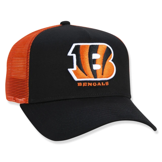 Boné 9FORTY A-Frame Trucker Cincinnati Bengals Snapback Aba Curva Preto Laranja