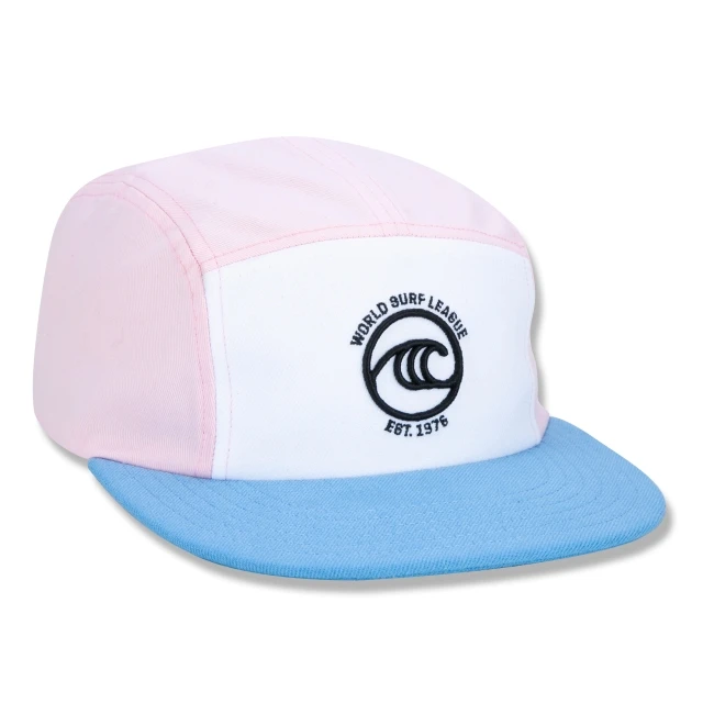 Boné Camper Oficial WSL Surfe Aba Reta Tricolor Rosa Azul Branco