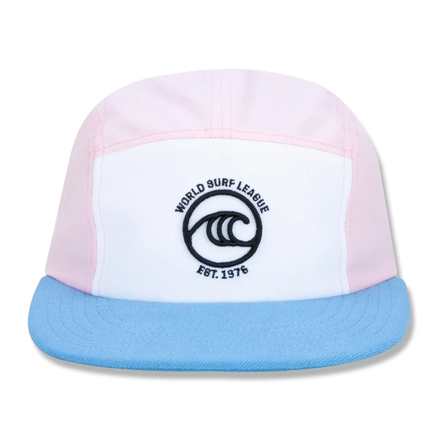 Boné Camper Oficial WSL Surfe Aba Reta Tricolor Rosa Azul Branco