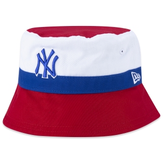 Chapéu Bucket Infantil MLB New York Yankees Tricolor Vermelho Branco Azul