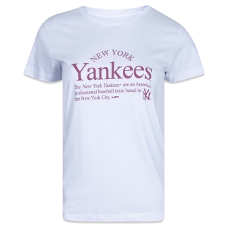 Camiseta Feminina Baby Look MLB New York Yankees Manga Curta Branca