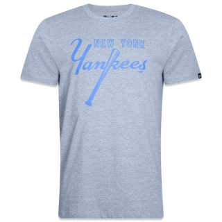 Camiseta Regular MLB New York Yankees Core Manga Curta Cinza