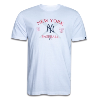 Camiseta Regular MLB New York Yankees Core Manga Curta Branca