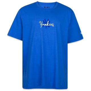 Camiseta Plus Size Regular MLB New York Yankees Manga Curta Azul