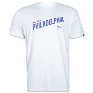 Camiseta Regular NBA Philadelphia 76Ers Core Manga Curta Off White
