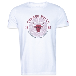 Camiseta Slim NBA Chicago Bulls Core Manga Curta Branca