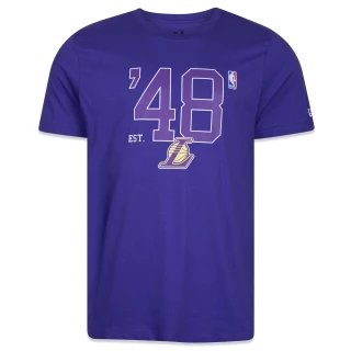 Camiseta Regular NBA Los Angeles Lakers Core Manga Curta Roxa