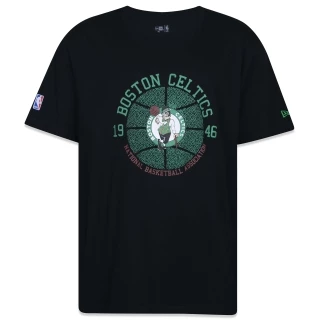 Camiseta Plus Size Regular NBA Boston Celtics Manga Curta Preta