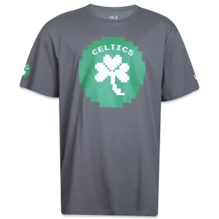 Camiseta Plus Size Regular NBA Boston Celtics Manga Curta Cinza