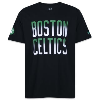 Camiseta Plus Size Regular NBA Boston Celtics Manga Curta Preta