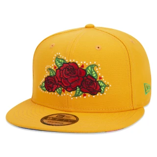 Boné 9FIFTY Dia Dos Mortos Rosas Aba Reta Amarelo
