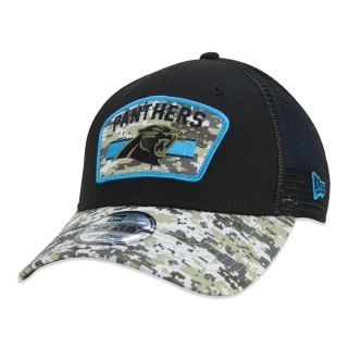 Boné 9FORTY Trucker Carolina Panthers Salute To Service NFL Snapback Aba Curva Preto