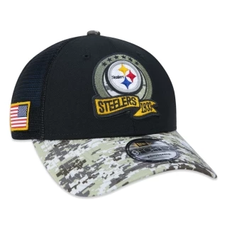 Boné 9FORTY Pittsburgh Steelers Salute To Service 2022 Trucker Aba Curva